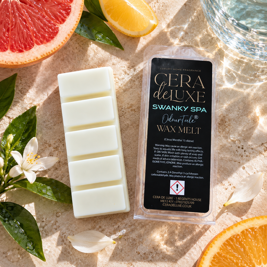 Swanky Spa OdourFade luxury wax melt with citrus, neroli and rose.