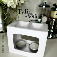 Load image into Gallery viewer, Talin Deluxe Double Ceramic Wax Burner - Gloss White - Cera De Luxe - The Wax Melt Company 